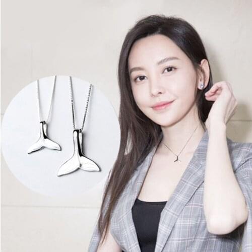 Whale Double Tails Fish Charm Women Necklace Mermaid Tail 925 Sterling Silver Women Necklaces Jewelery Collier collare