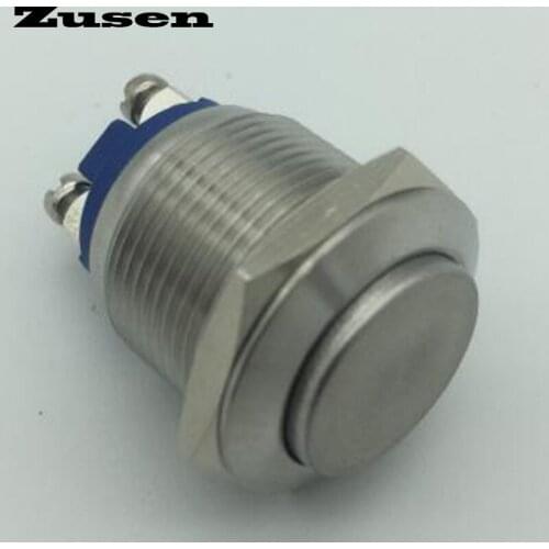 Zusen 19mm High flat head Stainless steel Momentary Push Button switch waterproof IP65(ZS19H-10/S)