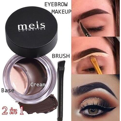 1pc 2 IN 1 Durable Eyebrow Cream + Waterproof Maquiagem Makeup Eye Brow Durable Eyebrow Cream Two color eyebrow dyeing cream