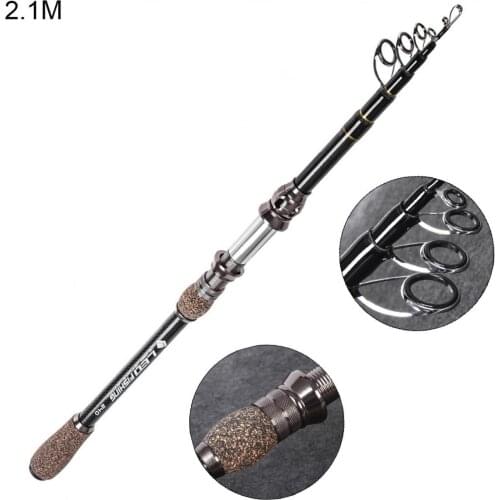 2.1m Fishing Rod Spinning Casting Rod 5 Section Telescopic Ultra Light Travel Carbon Fiber Fishing Pole Carbon Lure Tackle