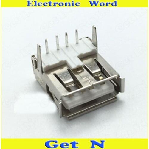 20pcs-500pcs AF Type Straight Foot USB 2.0 Female Socket Power Charging USB2.0 Connectors for PC Computer