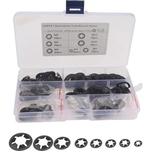 320pcs 65 Manganese Steel 7 Specifications Bearing Clamp Retaining Ring Plum Blossom Fasteners A5708