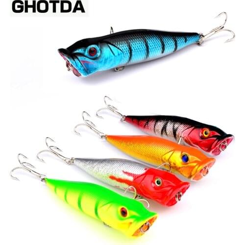 New Arrival 5pcs Big Popper Fishing Lures 3d Eyes Bait Crankbait Wobblers Tackle Isca Poper 8.5cm 12g