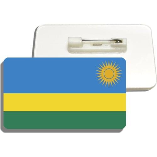 Rwanda Flag Brooch Acrylic Lapel Pin For Women And Men Patriotic Backpacks Clothes Decor Party Badge Jewelry Gift