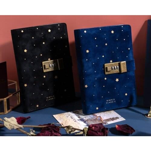 B6 Notebook with Lock Spiral Diary Journal DIY Agenda Planner Organizer Line Monthly Notepad Retro Note Book Plush Travel Daily