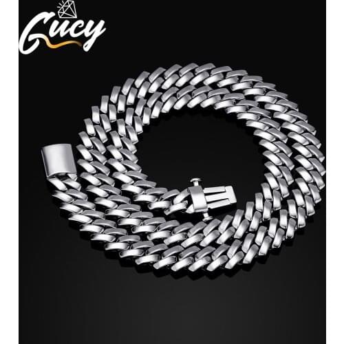 GUCY 10MM/12MM Cuban Miami Chains Necklaces Big Heavy Gold Silver Color Chain for Men Hip Hop Rapper jewelry