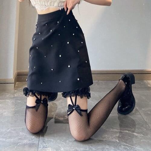 Knee High Stockings for Women Underwear Bow Lace Leg Loop Sling High Long Tube Over Knee Gothic Stocking Sexy Hosiery Medias