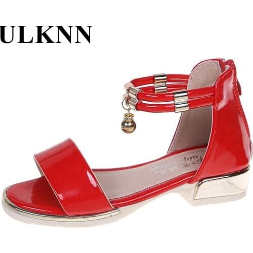 ULKNN Kids Princess Fashion Shoes Girl Flats Shoes Childrens Solid Sandals Summer Footwear 26-36 Round Toe Non-slip Pink Sandal