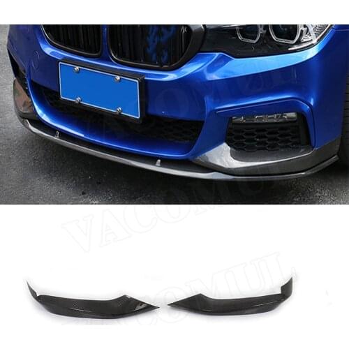 For 5 Series Carbon Fiber Front Bumper lip Splitters Aprons for BMW G30 G31 M Sport 2017 - 2019 MP Style Head Flap Cupwings FRP