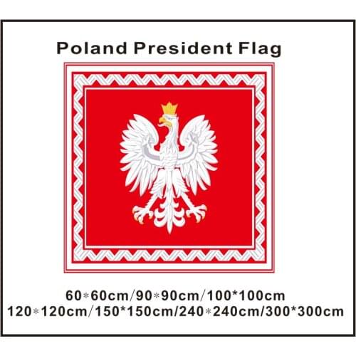 KAFNIK,Custom Poland President Flag 60*60cm/100*100cm/150*150cm/300*300cm square flag for home decoration,free shipping