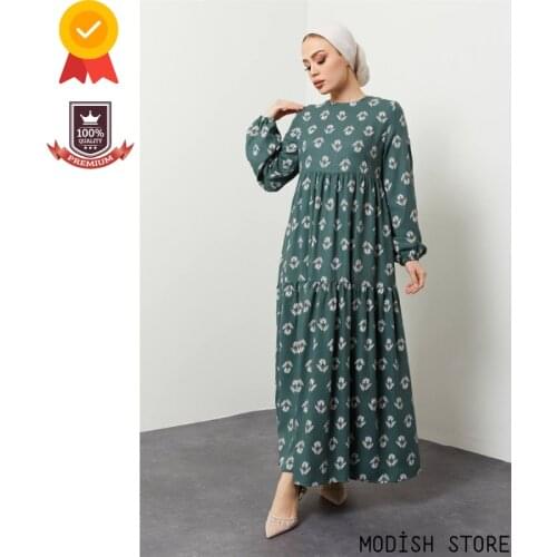 Cotton Fabric Modest Clothes 2021 Womens Long Muslim Dress Turkish Womens Clothing Dubai Abaya Turkey Hijab Kaftan