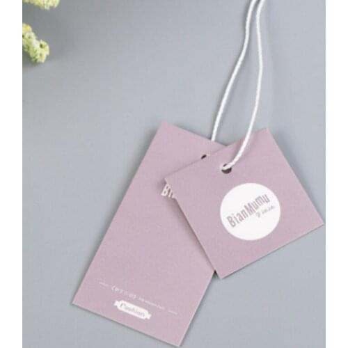 Customized purple paper hangtag printed sales tags clothing price label tag brand tag