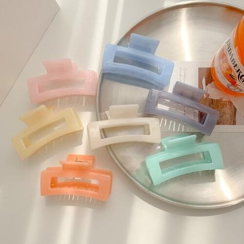 Korean New Hair Barrette Clamp Multicolor Acrylic Hollow Square Ponytail Grab Girls Hair Clip Hair Styling Accessories