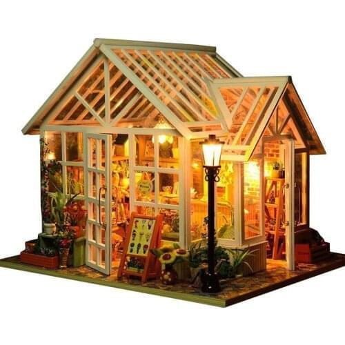 DIY Dollhouse Wooden Houses Miniatures for dolls dollhouse Furniture Kit doll houses Toys for Children Gift Sosa Greenhouse