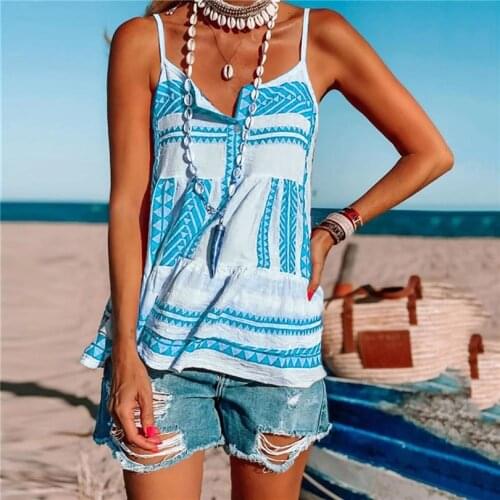 Summer Printed Chiffon+Polyester Beach Striped Womens Sling Shirt Leisure Vacation Traveling Ladies Sling Fashion Hot