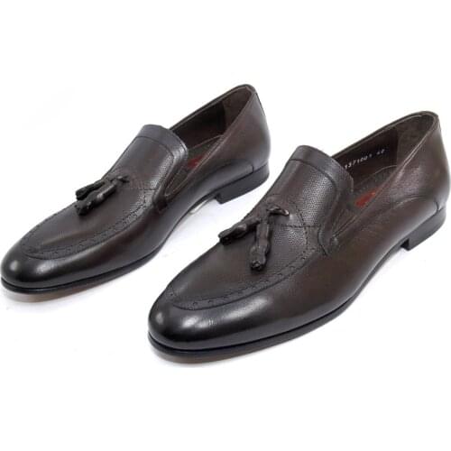 Handmade Brown Baby Buffalo Tassel Loafers with Genuine Leather Soles, Top Quality Handcrafted Classic Formal Shoes