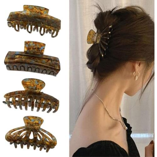 Fashion Large Acrylic Marble Hair Claw Acetate Hair Clip Hairpins For Women Girls Hair Crab Clamp Hair Accessories Headwear