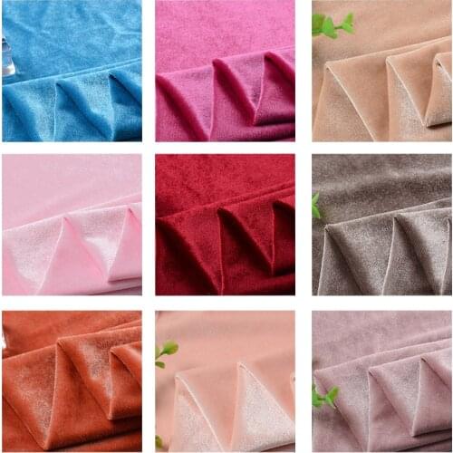 Fashion Soft Solid Pink Stretch Velvet Fabric for Dress Shirts, Black, White, Gray, Green, Blue, Burgundy, Yellow, by the Meter