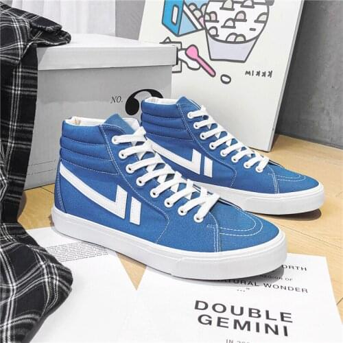 Hot sale Classic Man Canvas Shoes Casual Board Shoes Flat High top Blue Vulcanized Shoes Male Sneakers Espadrilles for Men