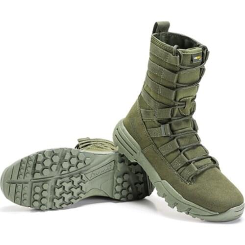 2021 New outdoor sneakers combat high-top desert mens tactical combat camping hiking boots Cow Suede