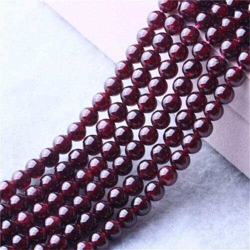 Grade A Natural Garnet Beads 3mm-10mm Cherry Red Color NOT Dyed Smooth Polished Round 15.4 Inch Strand SL03