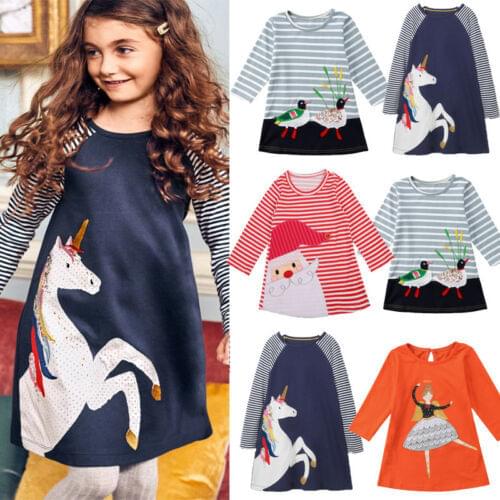 NEWEST Baby Girl Dress with Animals Princess Long Sleeve Dresses Children Autumn Clothing for Kids