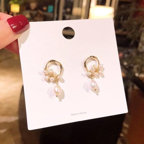 ​ZDMXJL 2021 New Fashion Womens Earrings Fine Sweet Pearl Geometry Round Earrings For Women Party Girl Jewelry Gifts Wholesale