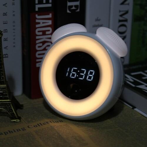 Rechargeable Led Night Light With Digital Alarm Clock Intelligent Sensor Bedside Lamp Dimmable Silicone Mushroom Lamps