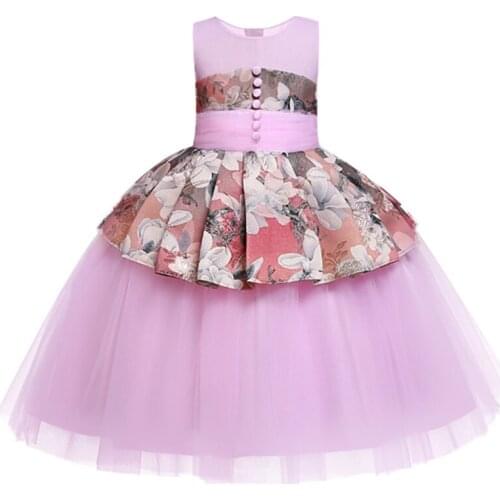 Flower girl Wedding Dress Kids Birthday Party Costume Baby Ball Gown Dress for Girl Childrens High-end Printed Clothing 3-12 Y