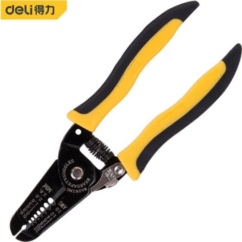 Deli Wire Stripper Clamp Pliers Multifunctional Cutting Tools Pliers Double Handle 7 Hole Peeling Electrician Crimping Tools
