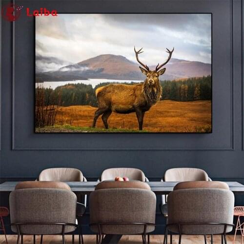 Full square diamond painting Modern animal art, forest deer pictures for embroidery round diamond mosaic paintings wall stickers