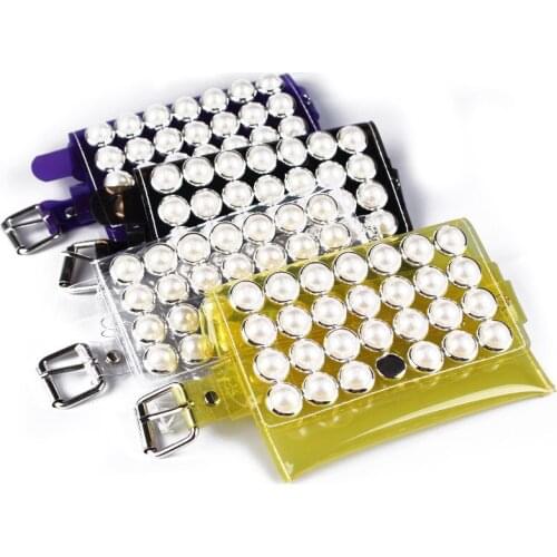 PVC Bags Transparent Running Bag Thin Belt Ms Pearl Small Bag Decoration PVC Mini Running Bag Leather Belt Laser