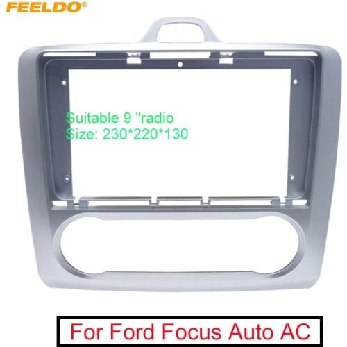 FEELDO Car Radio 2Din Fascia Frame Fit For Ford Focus（Auto AC） DVD Panel Dash Installation Frame Trim Bezel Kit