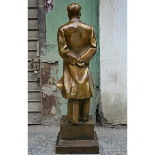 Collect Chinese Bronze Copper Mao Zedong Strategist Leader Chairman Stand Statue