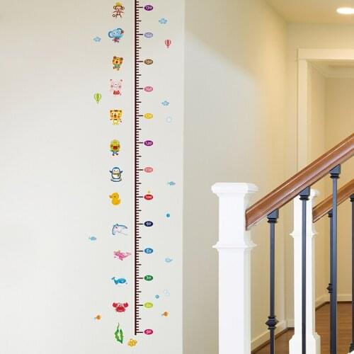 [SHIJUEHEZI] Height Measure Wall Stickers DIY Cartoon Animal Wall Decals for Kids Rooms Baby Bedroom Decoration Accessories