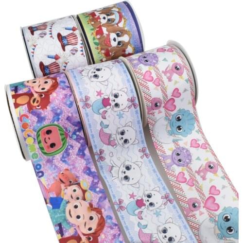Dog Independence Day Cocomelon Cartoon Printed Grosgrain Ribbon Party Decoration 10 Yards DIY Bow Bag Material Handmade 10Y