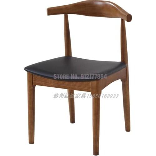Horn Chair Solid Wood Nordic Dining Chair Modern Minimalist Home Coffee Shop Milk Tea Shop Dining Table And Chair Combination Ba