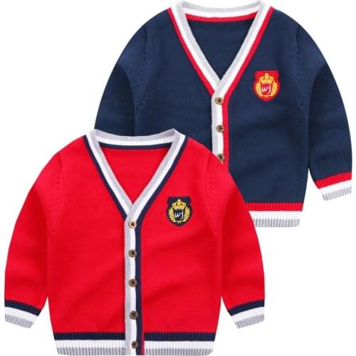 Winter Boys Sweaters Cotton School Uniform Outfits Fall Clothes For Kids Toddler Cardigan Children Knitted Wear