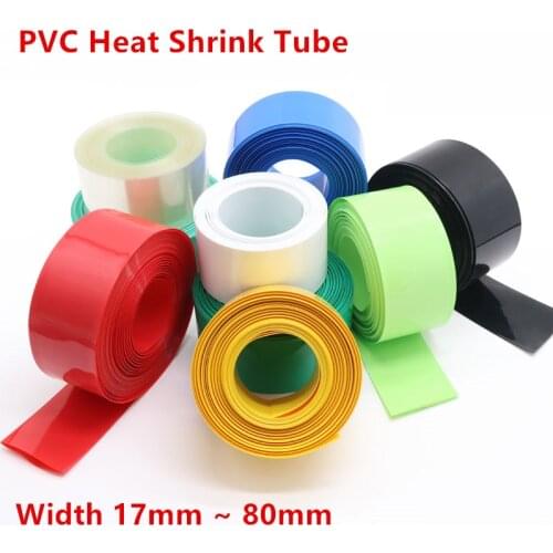 17mm ~ 80mm 18650 Lithium Battery Heat Shrink Tubing PVC Shrinkable Film Tube Sleeves Li-ion Wrap Cover Skin Insulation Sheath