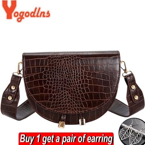 Yogodlns Fashion Satchel Shoulder Bag 2021 New Wild Casual PU Leather Single Crossbody Bag Luxury Crocodile Pattern Handbag sac