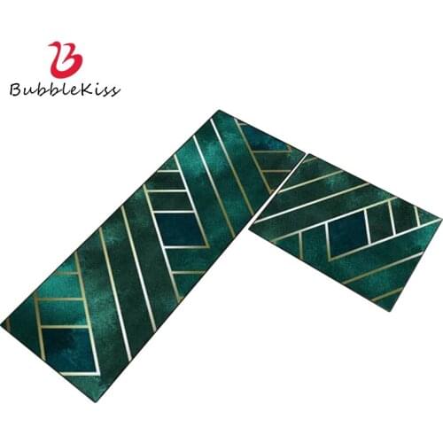 Bubble Kiss Green Kitchen Carpet Nordic Style Gold Geometric Pattern Rugs Modern Home Living Room Decor Floor Mat Anti Slip Pad
