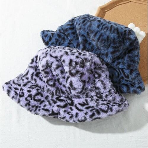 Artificial Faux Fur Caps Ladies Panama Leopard Cap For Women Girls Winter Outdoor Warm Hat Accessaries Fashion Sun Hat