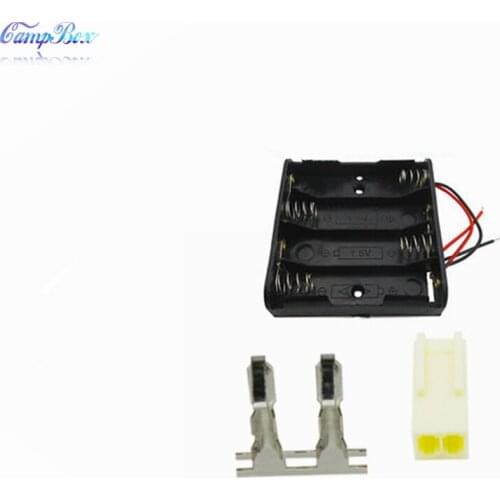 50Pcs 4xAA Battery Case Holder Socket Wire Junction Boxes With 15cm Wires, KF2510 Header and Crimps