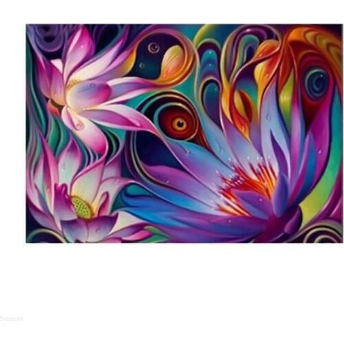 5D Diamond Abstract Lotus Painting Flower Embroidery Cross Stitch Craft 3d Home Bedroom Landscap Diamond Paint Art Decoration 05