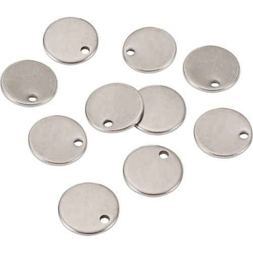8mm 10mm 304 Stainless Steel Blank Stamping Tag Pendants Flat Round for Stainless Steel Color For DIY Necklaces Jewelry Making