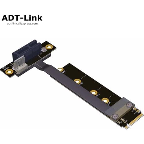 Elbow M.2 NVMe Adapter TO PCI-E 1x pcie 3.0 x1 Riser card ribbon Gen 3.0 cable M2 NGFF M-key pci express Angle 8G/bps 1FT 30cm