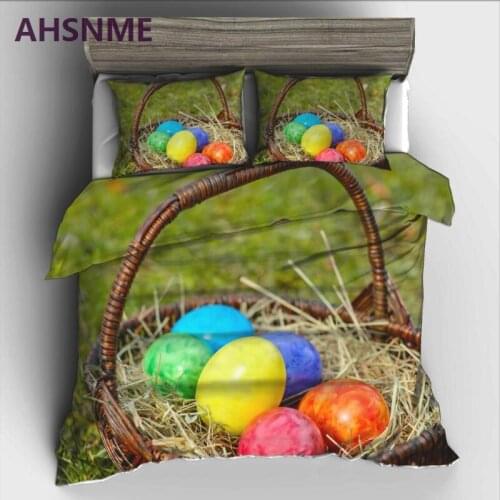 AHSNME decorated egg basket Bedding Set High-definition Print Quilt Cover for RU AU EU King Double Size Market jogo de cama