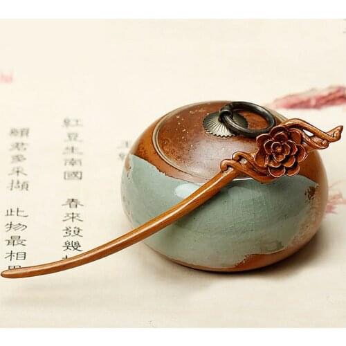 Hairwear Red Sandalwood Wood Hair Sticks Pins Boutique Carved Bridal Accessories Wedding Headdress MA