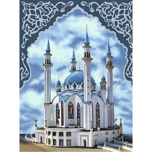 5D DIY diamond painting, landscape diamond embroidery, home decoration rhinestone mosaic religious mosque pictures