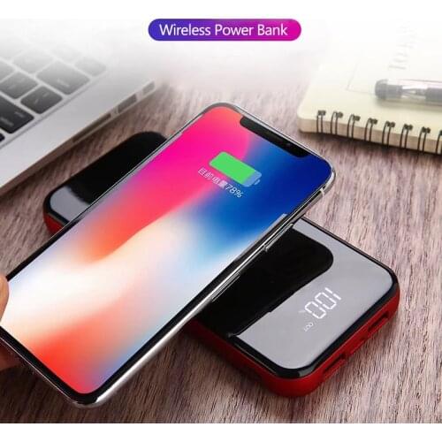 Qi Wireless Charger 10000mAh External Battery Power Bank Type-c Micro USB Powerbank LED Display Poverbank For Smart Mobile Phone